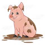 Abeka | Clip Art | Dirty Pig—sitting in mud