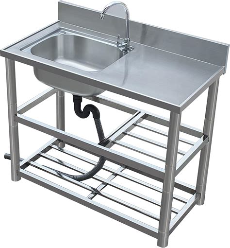 Free-standing Catering Sink, Left Sink, 304 Stainless Steel Sink Single ...