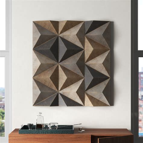 Wade Logan® Brown Wood Handmade 3D Geometric Wall Decor 11"W, 36"H ...