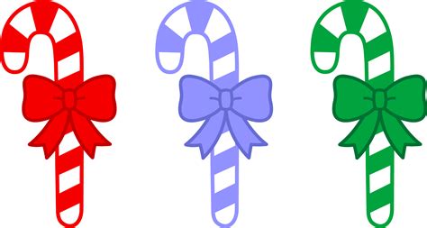 Three Candy Canes With Bows - Free Clip Art