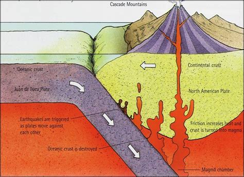 Basalt rich Juan de Fuca oceanic plate, subducted under the N.A ...