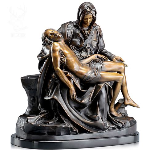 Famous michelangelo pieta statue of mary holding jesus bronze religious ...