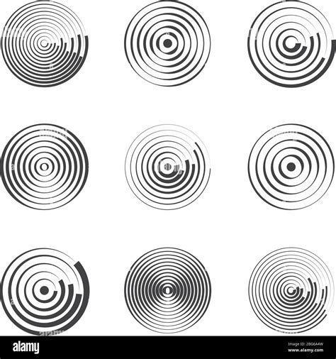 Concentric circles abstract geometric vector patterns. Circular shapes ...