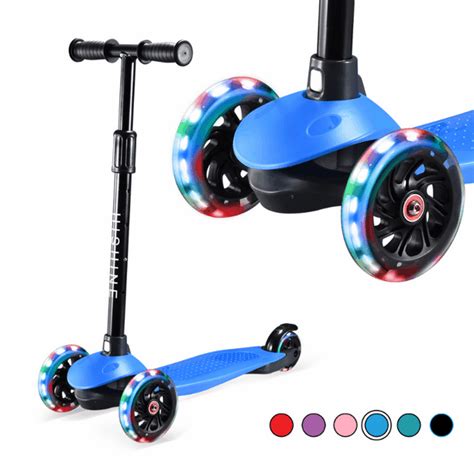 Hishine 3 wheel Kick Scooter for Kids with Light-up Wheels and ...