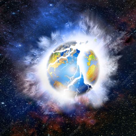 Illustration of the Earth Exploding - Stock Image - E402/0128 - Science ...