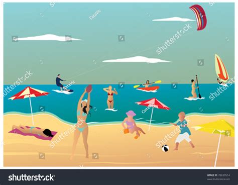 Sunny Beach Day Stock Vector (Royalty Free) 78639514 | Shutterstock