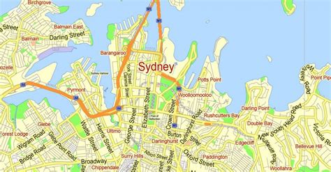 Sydney Vector Map Australia Exact Printable City Plan Editable Adobe ...