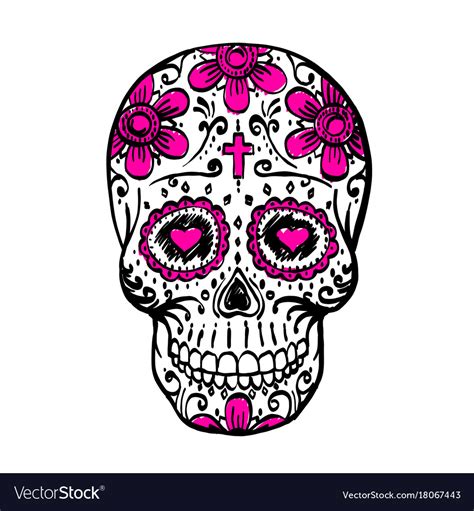 Day of the dead skull sketch Royalty Free Vector Image