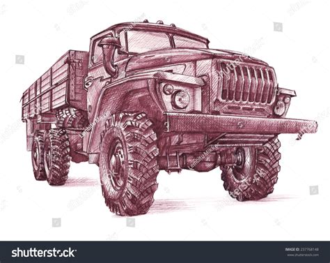 Pencil Drawing Old Russian Tipper Truck Stock Illustration 237768148 ...