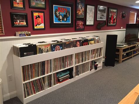 Custom vinyl LP storage shelf with old school bins on top | Vinyl lp ...