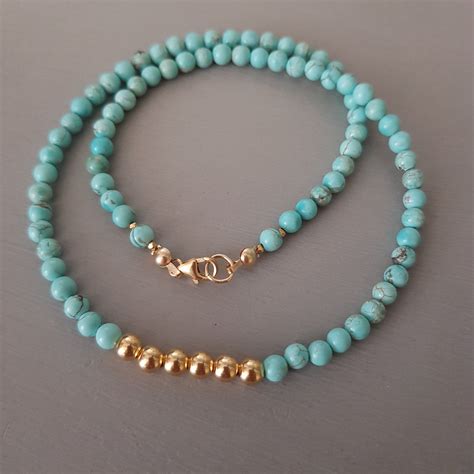 Turquoise Necklace Choker 18K Gold Fill or Sterling Silver - Etsy UK