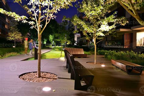 Exterior of apartment building at night 27851541 Stock Photo at Vecteezy