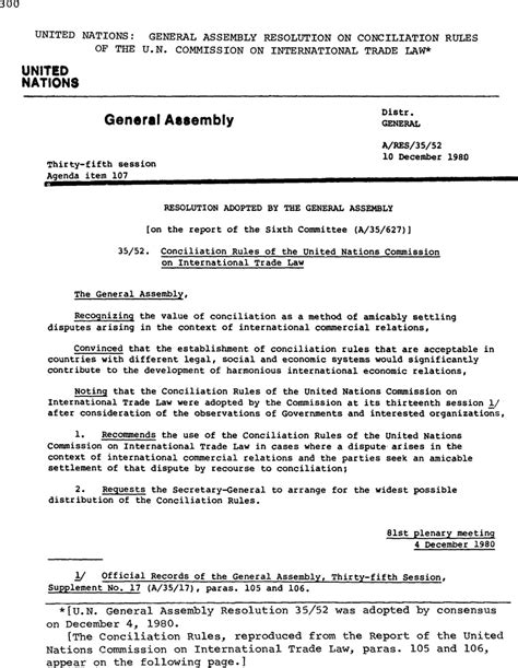 United Nations: General Assembly Resolution on Conciliation Rules of ...