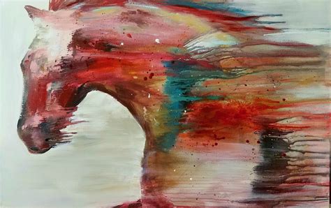 ‘Sonic Boom’ red abstract horse painting by artist Cher Devereaux in ...