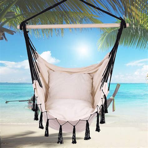 Extra Large Hammock Chair Macrame Swing with Cushions for Indoor ...