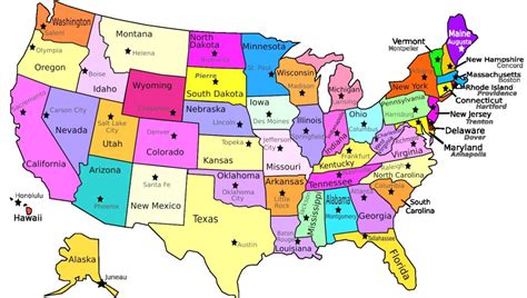 States And Capitals Printable Map