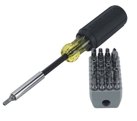 KLEIN TOOLS Multi-Bit Screwdriver: 32 Tips, 7 1/2 in Overall Lg ...