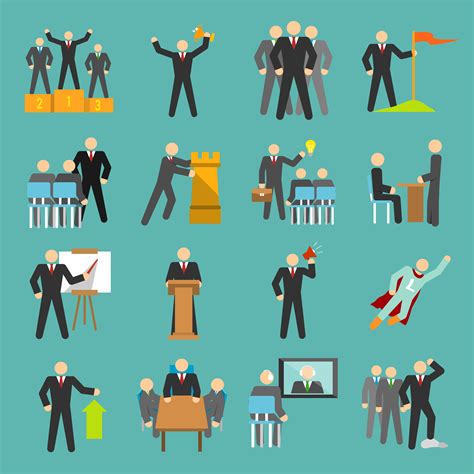 Leadership icons flat 437487 Vector Art at Vecteezy