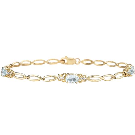 10k Yellow Gold Aquamarine Bracelet | Gemstone Bracelets | Jewelry ...