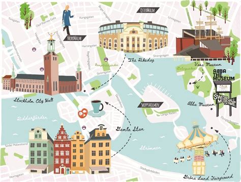 Illustrated map of Stockholm - Bek Cruddace Illustration