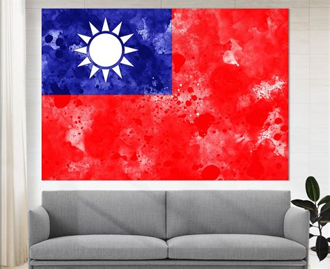 Taiwan Flag Canvas Print Taiwan Wall Art Flag of Taiwan - Etsy