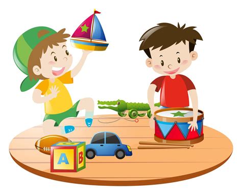 Meninos brincando com brinquedos 369489 Vetor no Vecteezy