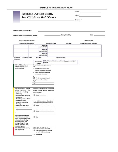 Pediatric Asthma Action Plan