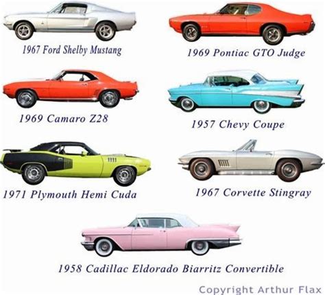 Classic Muscle Cars Set of Two Wall Decals Stickers, Vintage Cars Wall ...