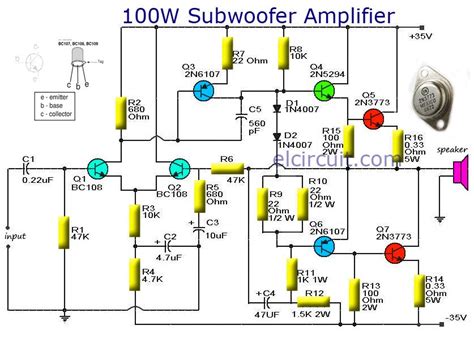 Subwoofer amplifier 100W output with Transistor | Subwoofer amplifier ...