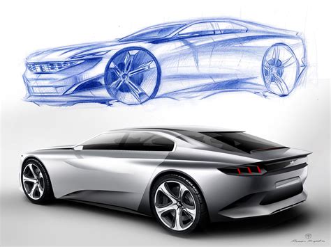 Peugeot Exalt Concept Design Sketch Rendering - Car Body Design