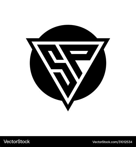 Sp logo with negative space triangle and circle Vector Image