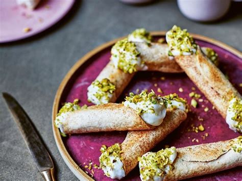 cheat’s lemon and pistachio cannoli | Katy Beskow