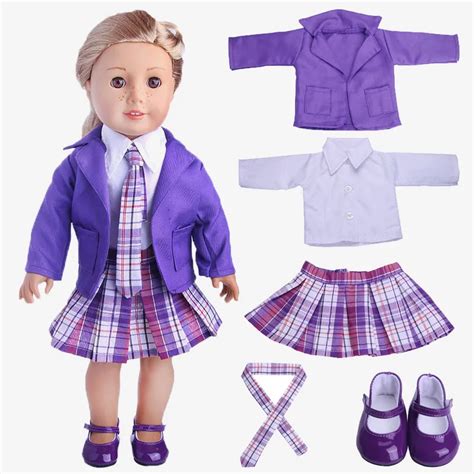 New American Girl Doll Clothes Doll Accessories purple Student suits ...