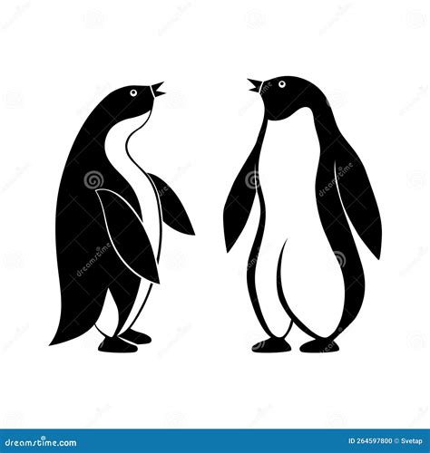 Penguin Icon Two Silhouette of Birds Vector Logo Flock of Emperor ...