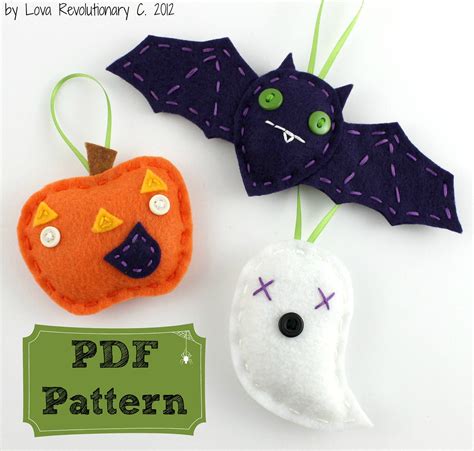 Felt Halloween Ornaments. PDF Pattern. Halloween Crafts. Kids - Etsy ...