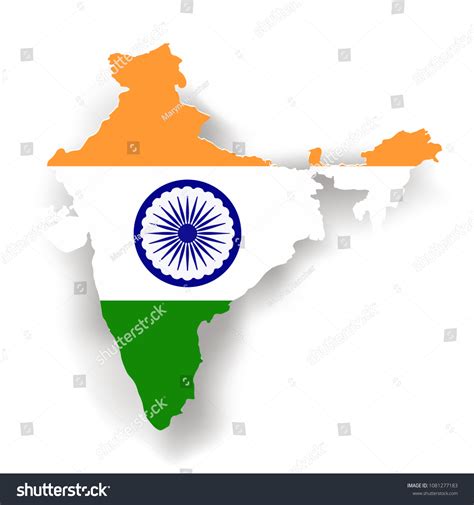 「India Map Indian Flag On White」のベクター画像素材（ロイヤリティフリー） 1081277183 ...