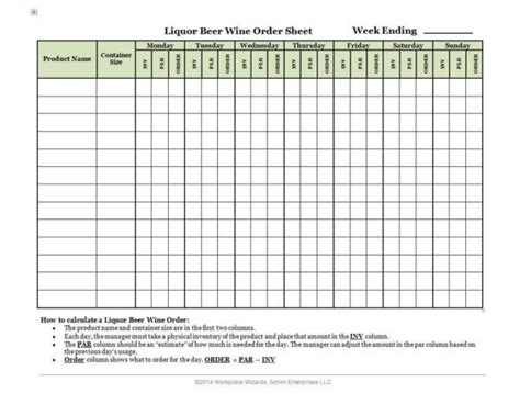 Stocktake Template Spreadsheet Free regarding Sample Bar Inventory Form ...