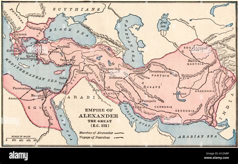 Map of the empire of Alexander the Great in 323 BC Stock Photo, Royalty ...