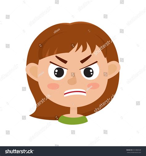 Little Girl Angry Face Expression Cartoon: vector de stock (libre de ...