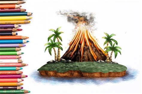 How to Draw a Volcano - A Realistic Volcano Drawing Tutorial