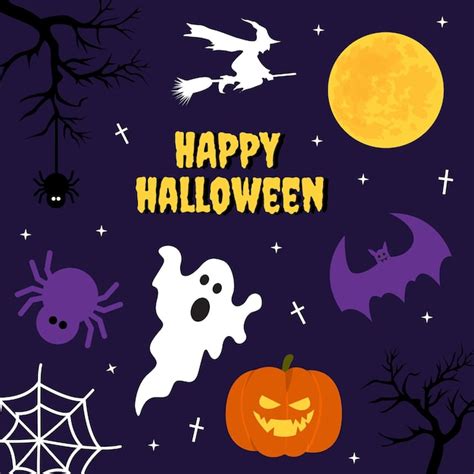 Feliz halloween, diseño de ilustraciones vectoriales | Vector Premium