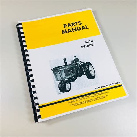 PARTS MANUAL FOR JOHN DEERE 4010 GASOLINE DIESEL TRACTORS CATALOG EXPL ...