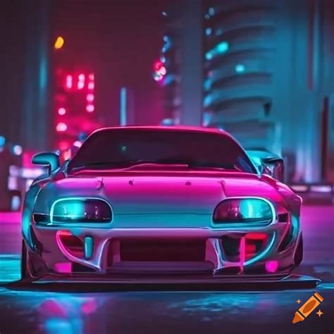 Neon night tuning of a supra on Craiyon