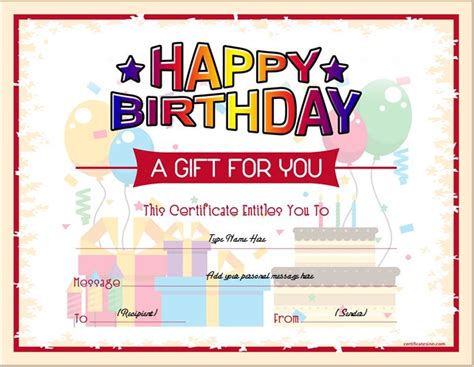 Birthday Gift Certificate Sample Templates for WORD | Professional ...