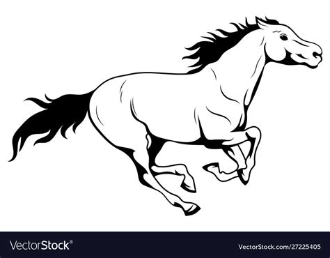 Running horse black and white Royalty Free Vector Image