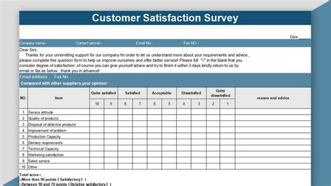 EXCEL of Customer Satisfaction Survey.xls | WPS Free Templates