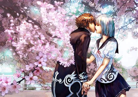 Anime Cherry Blossom Couple Hd Wallpapers - Wallpaper Cave