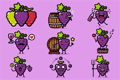 Set of Grapes Vector Design Graphic by jonnyleaf14 · Creative Fabrica