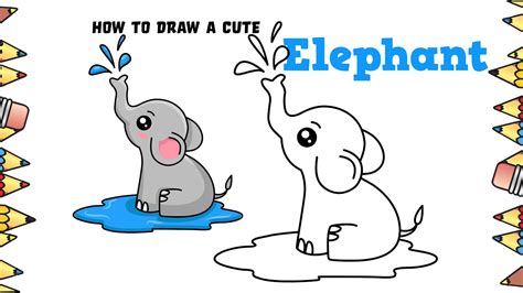 Elephant Drawing Easy Cute Step By Step