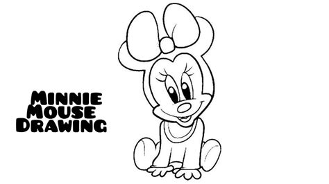 Baby Minnie Mouse Drawing | Disney character Drawing | Mickey Mouse ...